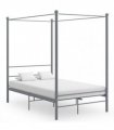 vidaXL Canopy Bed Frame without Mattress Grey Metal 140x200 cm