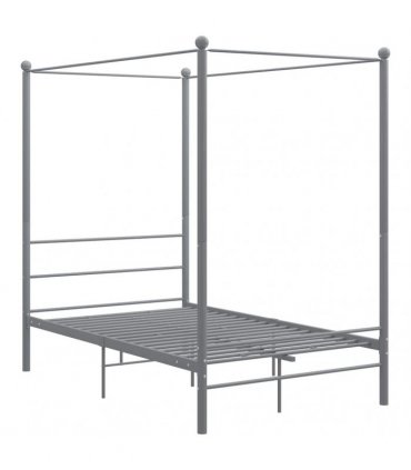 vidaXL Canopy Bed Frame without Mattress Grey Metal 140x200 cm