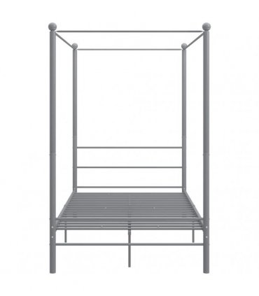vidaXL Canopy Bed Frame without Mattress Grey Metal 140x200 cm