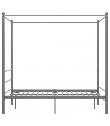 vidaXL Canopy Bed Frame without Mattress Grey Metal 140x200 cm