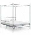 vidaXL Canopy Bed Frame without Mattress Grey Metal 160x200 cm