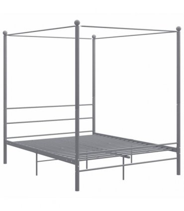 vidaXL Canopy Bed Frame without Mattress Grey Metal 160x200 cm
