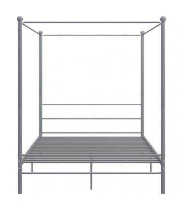 vidaXL Canopy Bed Frame without Mattress Grey Metal 160x200 cm
