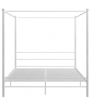 vidaXL Canopy Bed Frame without Mattress White Metal 180x200 cm