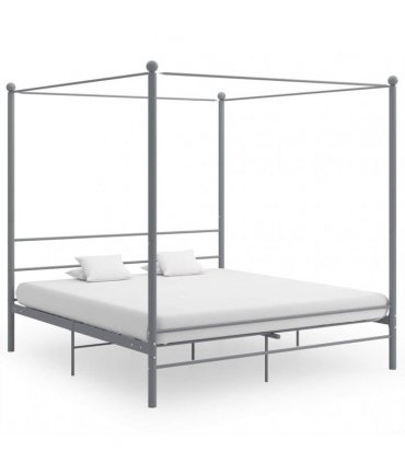 vidaXL Canopy Bed Frame without Mattress Grey Metal 180x200 cm