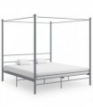 vidaXL Canopy Bed Frame without Mattress Grey Metal 180x200 cm