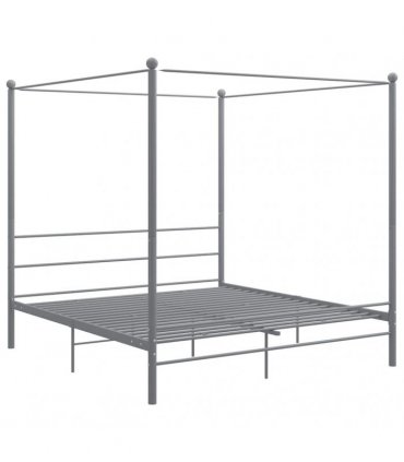 vidaXL Canopy Bed Frame without Mattress Grey Metal 180x200 cm