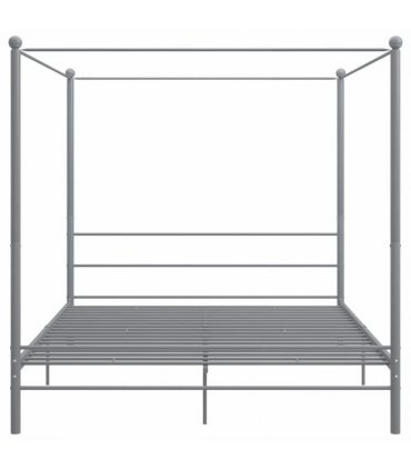 vidaXL Canopy Bed Frame without Mattress Grey Metal 180x200 cm