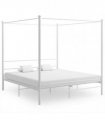 vidaXL Canopy Bed Frame without Mattress White Metal 200x200 cm