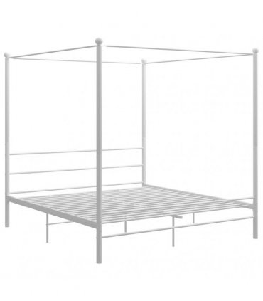 vidaXL Canopy Bed Frame without Mattress White Metal 200x200 cm