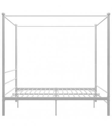 vidaXL Canopy Bed Frame without Mattress White Metal 200x200 cm
