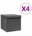 vidaXL Storage Boxes with Covers 4 pcs 28x28x28 cm Grey