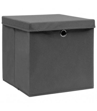 vidaXL Storage Boxes with Covers 4 pcs 28x28x28 cm Grey
