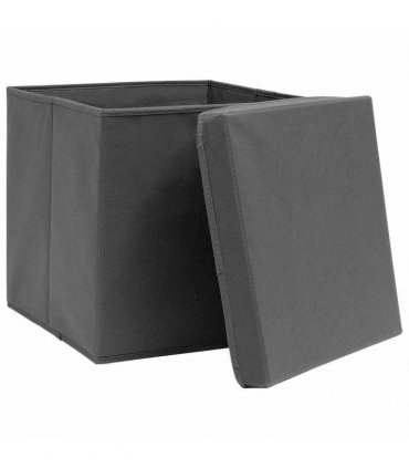 vidaXL Storage Boxes with Covers 4 pcs 28x28x28 cm Grey
