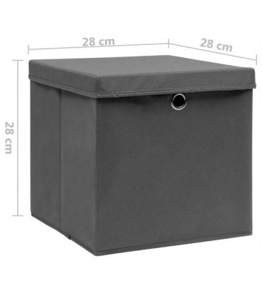 vidaXL Storage Boxes with Covers 4 pcs 28x28x28 cm Grey