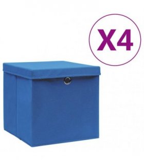 vidaXL Storage Boxes with Covers 4 pcs 28x28x28 cm Blue
