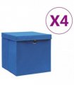 vidaXL Storage Boxes with Covers 4 pcs 28x28x28 cm Blue
