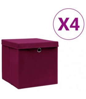 vidaXL Storage Boxes with Covers 4 pcs 28x28x28 cm Dark Red