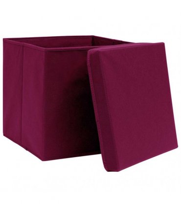 vidaXL Storage Boxes with Covers 4 pcs 28x28x28 cm Dark Red