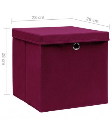 vidaXL Storage Boxes with Covers 4 pcs 28x28x28 cm Dark Red