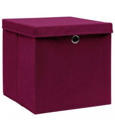 vidaXL Storage Boxes with Covers 10 pcs 28x28x28 cm Dark Red