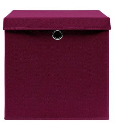 vidaXL Storage Boxes with Covers 10 pcs 28x28x28 cm Dark Red