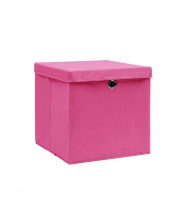 vidaXL Storage Boxes with Covers 10 pcs 28x28x28 cm Pink