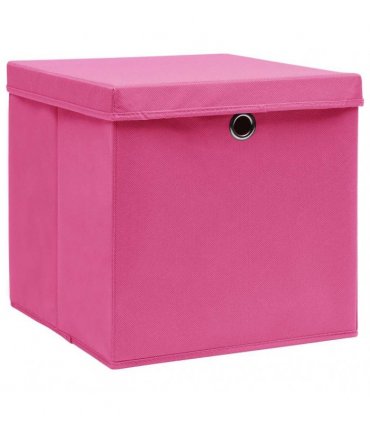 vidaXL Storage Boxes with Covers 10 pcs 28x28x28 cm Pink