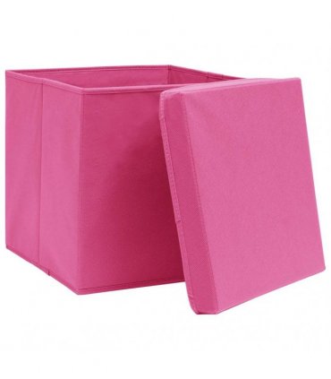 vidaXL Storage Boxes with Covers 10 pcs 28x28x28 cm Pink