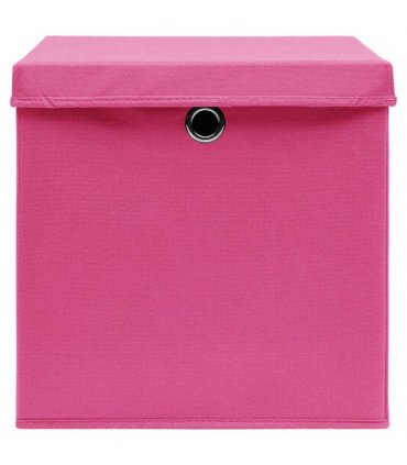 vidaXL Storage Boxes with Covers 10 pcs 28x28x28 cm Pink