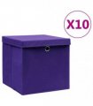 vidaXL Storage Boxes with Covers 10 pcs 28x28x28 cm Purple