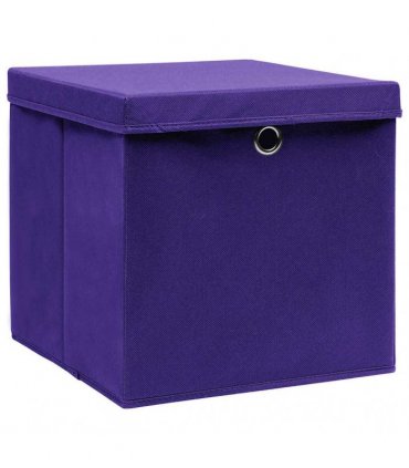 vidaXL Storage Boxes with Covers 10 pcs 28x28x28 cm Purple
