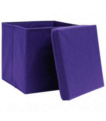 vidaXL Storage Boxes with Covers 10 pcs 28x28x28 cm Purple