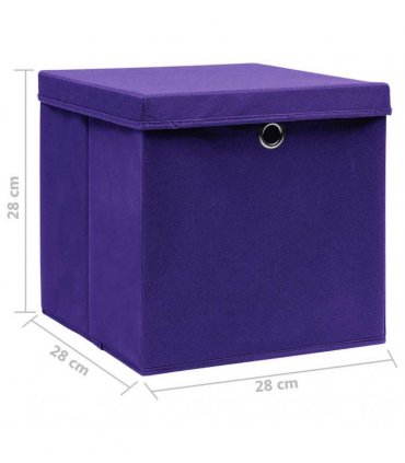 vidaXL Storage Boxes with Covers 10 pcs 28x28x28 cm Purple