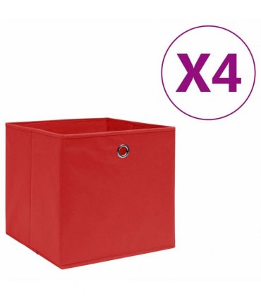 vidaXL Storage Boxes 4 pcs Non-woven Fabric 28x28x28 cm Red