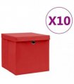 vidaXL Storage Boxes with Covers 10 pcs 28x28x28 cm Red