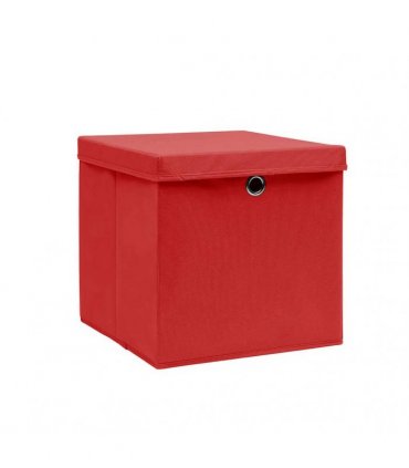 vidaXL Storage Boxes with Covers 10 pcs 28x28x28 cm Red