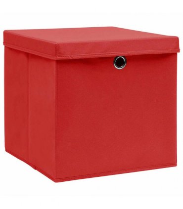 vidaXL Storage Boxes with Covers 10 pcs 28x28x28 cm Red