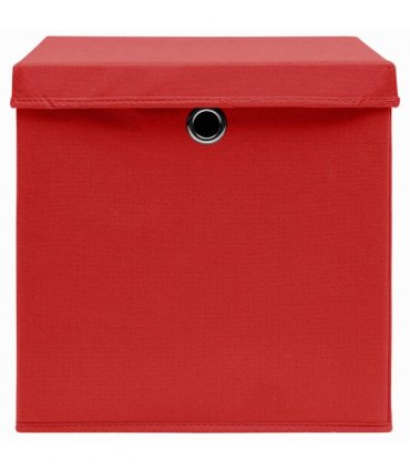 vidaXL Storage Boxes with Covers 10 pcs 28x28x28 cm Red