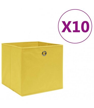 vidaXL Storage Boxes 10 pcs Non-woven Fabric 28x28x28 cm Yellow
