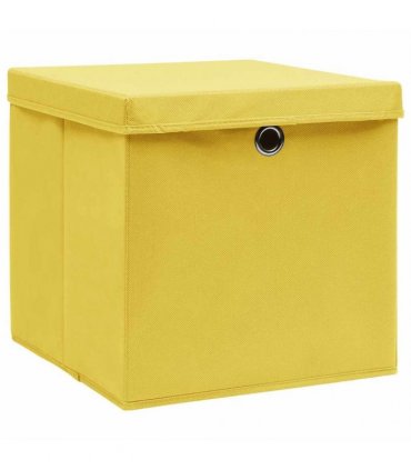 vidaXL Storage Boxes with Covers 10 pcs 28x28x28 cm Yellow