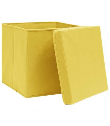 vidaXL Storage Boxes with Covers 10 pcs 28x28x28 cm Yellow