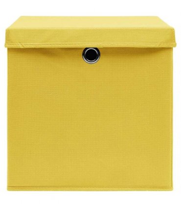 vidaXL Storage Boxes with Covers 10 pcs 28x28x28 cm Yellow