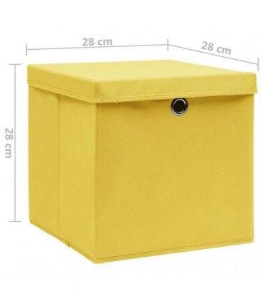 vidaXL Storage Boxes with Covers 10 pcs 28x28x28 cm Yellow