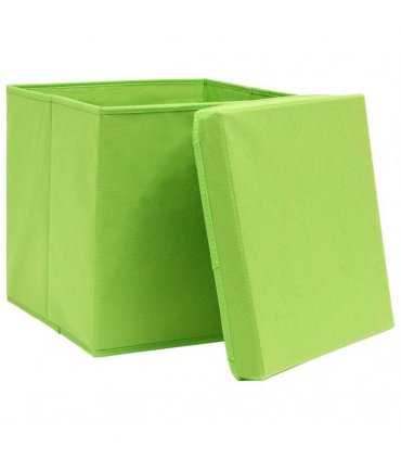 vidaXL Storage Boxes with Covers 10 pcs 28x28x28 cm Green