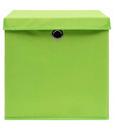 vidaXL Storage Boxes with Covers 10 pcs 28x28x28 cm Green
