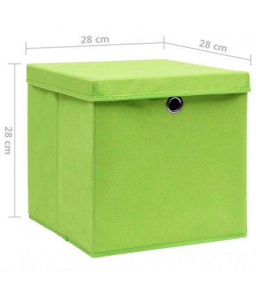 vidaXL Storage Boxes with Covers 10 pcs 28x28x28 cm Green