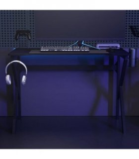 vidaXL Gaming Desk with K Shape Legs Black 110x60x75 cm