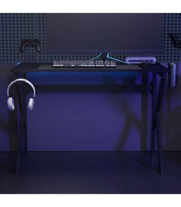 vidaXL Gaming Desk with K Shape Legs Black 110x60x75 cm
