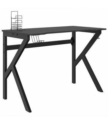 vidaXL Gaming Desk with K Shape Legs Black 110x60x75 cm